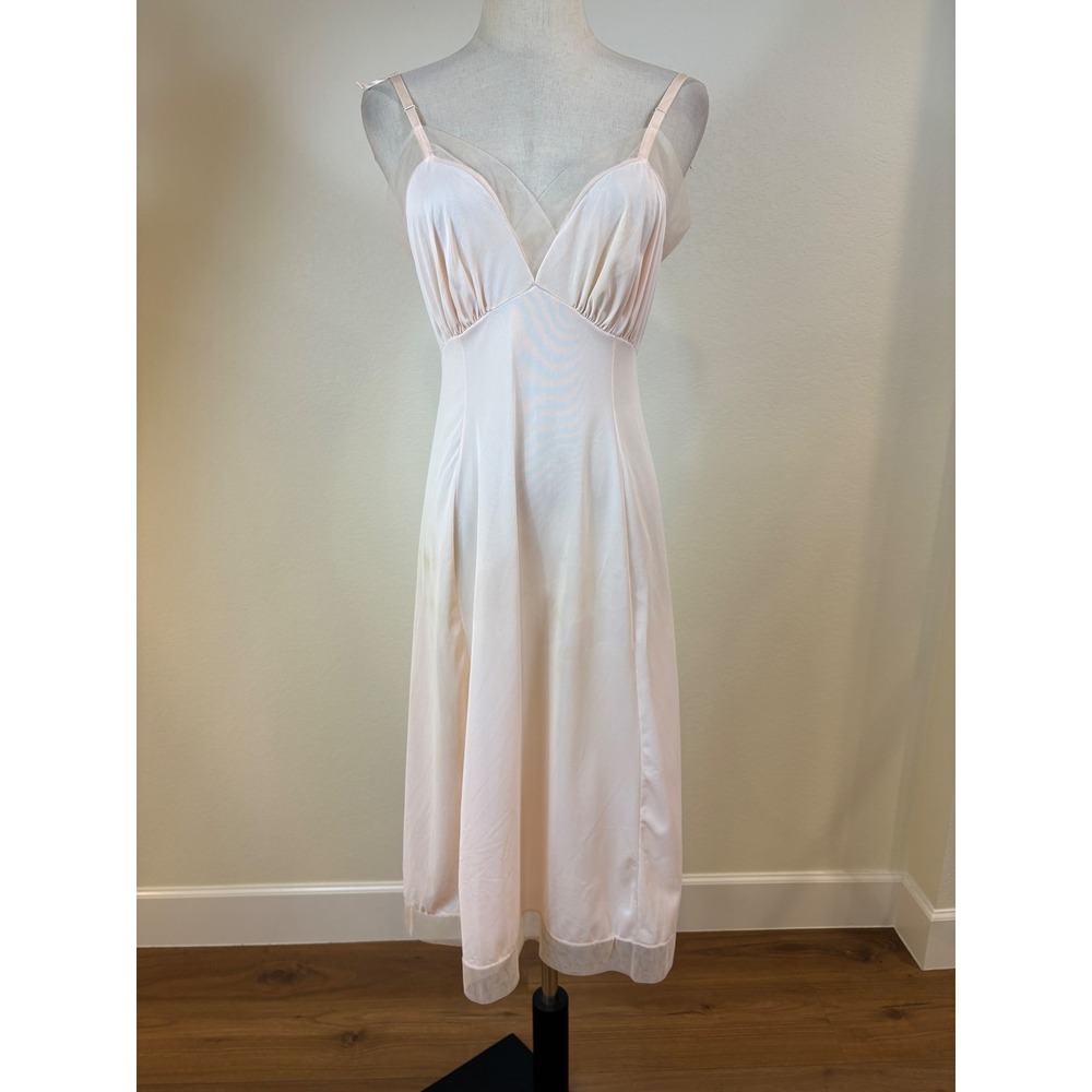 Vtg 50s Lace Top Scarf Slip Set S Pink 3pc Ensemble Romantic Formal cocktail - Picture 7 of 14